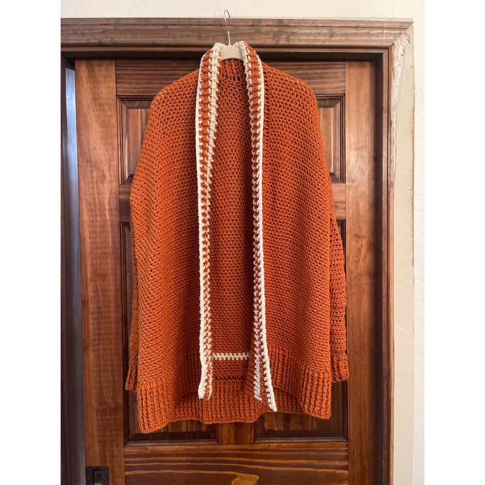 Hand knit open front cardigan sweater